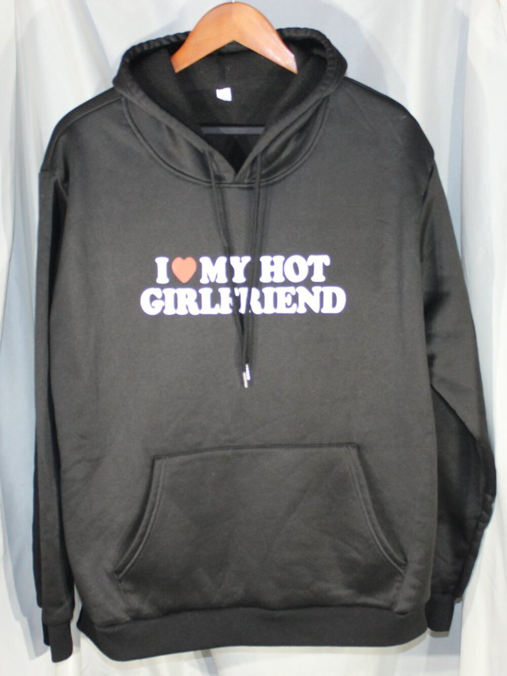 "I ❤️My Hot Girlfriend" Black lightweight Hoodie - Size L